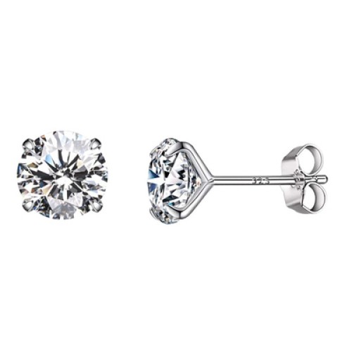 BAMOER BAMOER σκουλαρίκια καρφωτά BSE166 με κυβική ζιρκόνια, 6mm, ασήμι 925