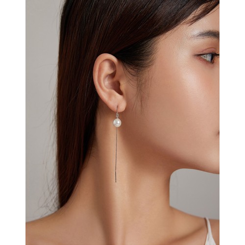 BAMOER BAMOER σκουλαρίκια κρεμαστά SCE878-B με πέρλα, ασήμι 925, ασημί