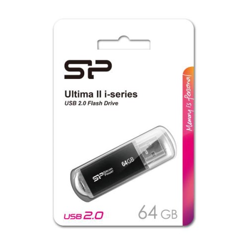 SILICON POWER SILICON POWER USB Flash Drive Ultima II-I, 64GB, USB 2.0, μαύρο