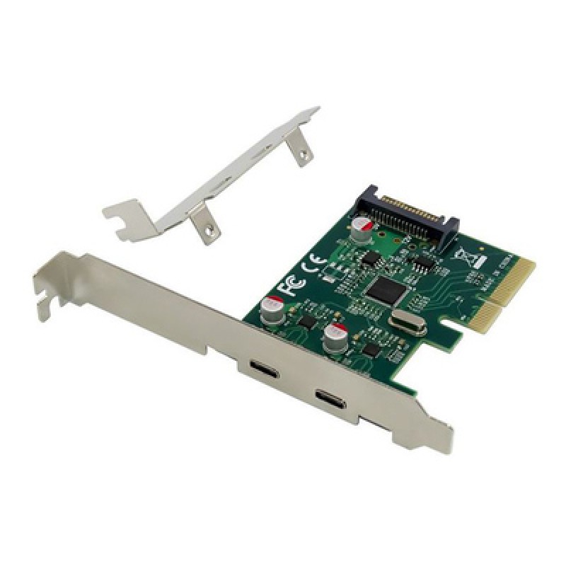 Powertech POWERTECH κάρτα επέκτασης PCIe σε 2x USB-C ST614, ASM1142