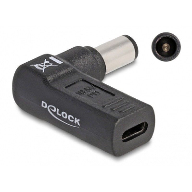 DELOCK DELOCK αντάπτορας τροφοδοσίας 60008, USB-C σε Dell 7.4x5mm, 90°, μαύρος