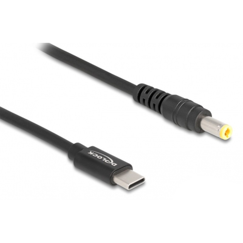 DELOCK DELOCK καλώδιο τροφοδοσίας 87978, USB-C σε 5.5x2.5mm, 1.5m, μαύρο