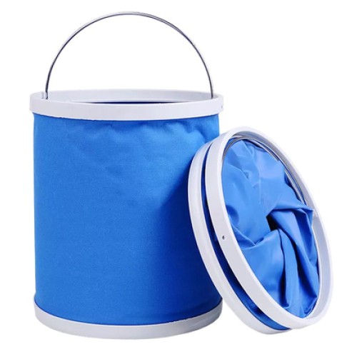 UNBRANDED Πτυσσόμενος κουβάς FISH-0051, υφασμάτινος, 13L, Φ24x30cm, μπλε