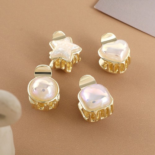 ROXXANI ROXXANI κλιπ μαλλιών RXN-0006 με τετράγωνη οπάλ πέτρα, χρυσό, 2τμχ