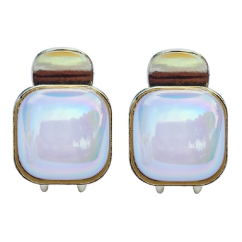 ROXXANI ROXXANI κλιπ μαλλιών RXN-0006 με τετράγωνη οπάλ πέτρα, χρυσό, 2τμχ