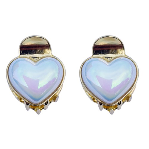 ROXXANI ROXXANI κλιπ μαλλιών RXN-0007 με οπάλ πέτρα σε σχήμα καρδιά, χρυσό, 2τμχ