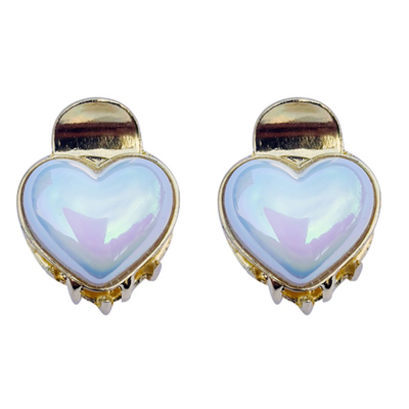 ROXXANI ROXXANI κλιπ μαλλιών RXN-0007 με οπάλ πέτρα σε σχήμα καρδιά, χρυσό, 2τμχ