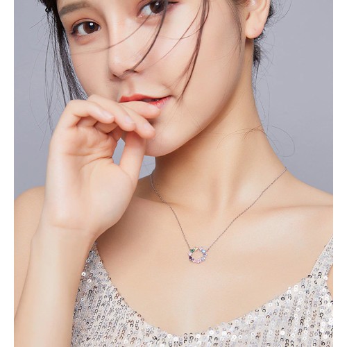 BAMOER BAMOER κολιέ BSN178 με κυβική ζιρκόνια, ασήμι 925, ασημί