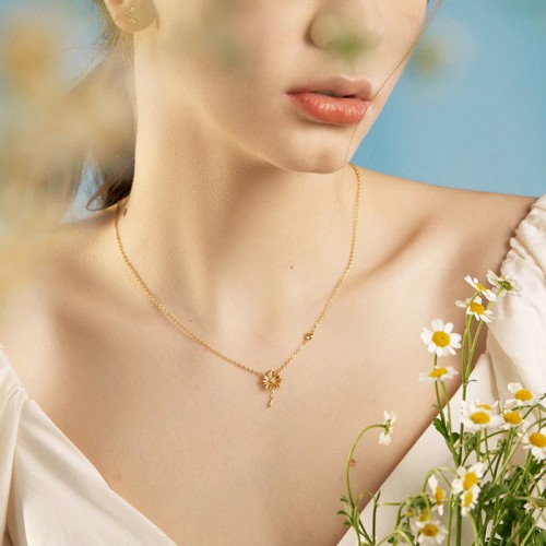 BAMOER BAMOER κολιέ CHN022 με κυβική ζιρκόνια, ασήμι 925, χρυσό