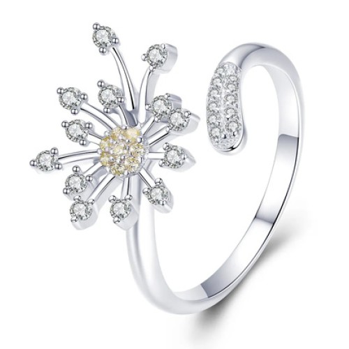 BAMOER BAMOER δαχτυλίδι SCR471 με κυβική ζιρκόνια, ανοιγόμενο, ασήμι 925, ασημί