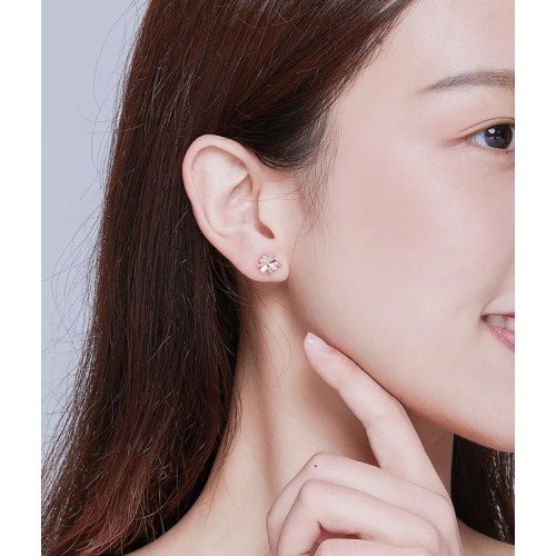 BAMOER BAMOER σκουλαρίκια καρφωτά BSE233, κυβική ζιρκόνια, ασήμι 925, ροζ χρυσό