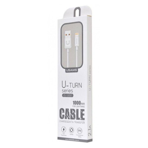 USAMS USAMS καλώδιο Lightning σε USB US-SJ097, 2.1A, 1m, λευκό