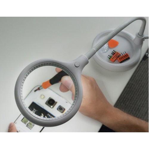 GOOBAY GOOBAY μεγεθυντικός φακός 60359 με κλιπ & βάση, LED, 3 διόπτρες, λευκός