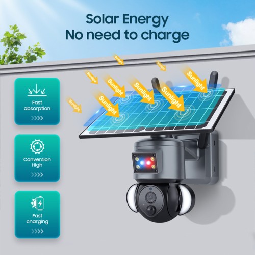 Sectec SECTEC smart ηλιακή κάμερα ST-S528M-4G-3MASR με προβολείς, 3MP, 4G, PTZ