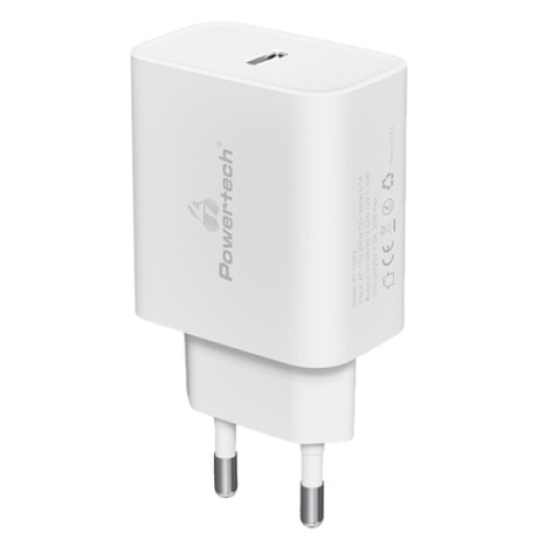 Powertech POWERTECH φορτιστής τοίχου PT-1043, USB-C, PD QC3.0, GaN, 30W, λευκός
