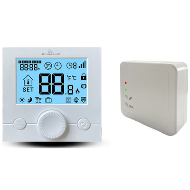 Powertech POWERTECH ψηφιακός θερμοστάτης χώρου PT-1046, αερίου, RF, λευκός