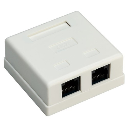 GOOBAY GOOBAY επιτοίχια πρίζα δικτύου 77633, 2 θύρες RJ45, CAT 6 UTP, λευκή