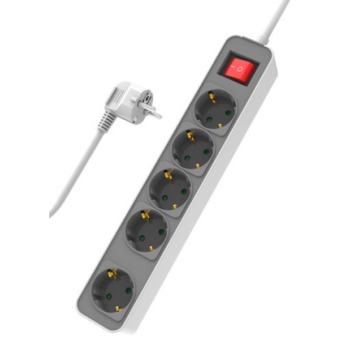 Powertech POWERTECH πολύπριζο ασφαλείας PT-1057, 5x schuko, 16A, 1.4m, λευκό