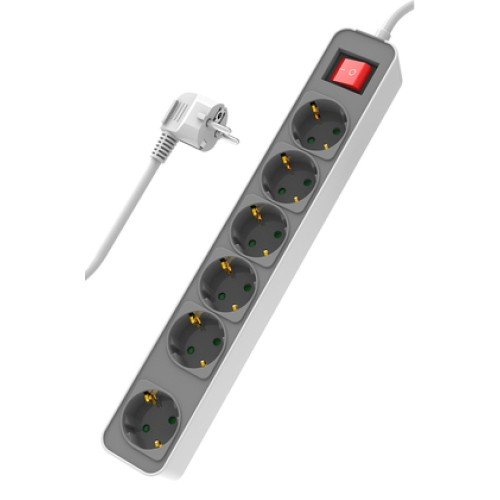 Powertech POWERTECH πολύπριζο ασφαλείας PT-1058, 6x schuko, 16A, 1.4m, λευκό