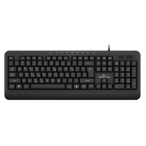 Powertech POWERTECH πληκτρολόγιο PT-1066, ενσύρματο, multimedia, EN/GR, μαύρο