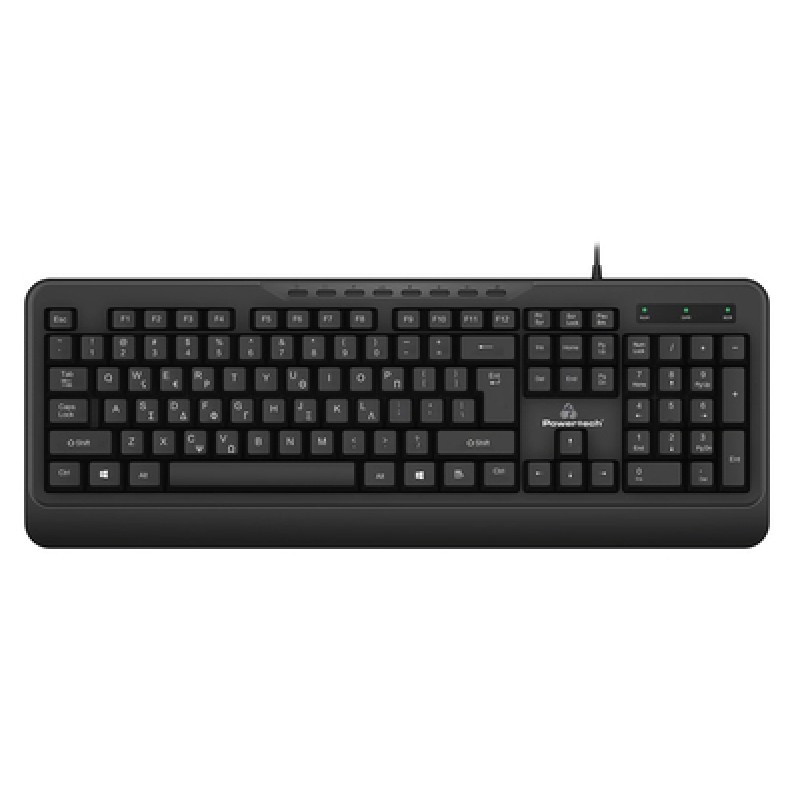 Powertech POWERTECH πληκτρολόγιο PT-1066, ενσύρματο, multimedia, EN/GR, μαύρο