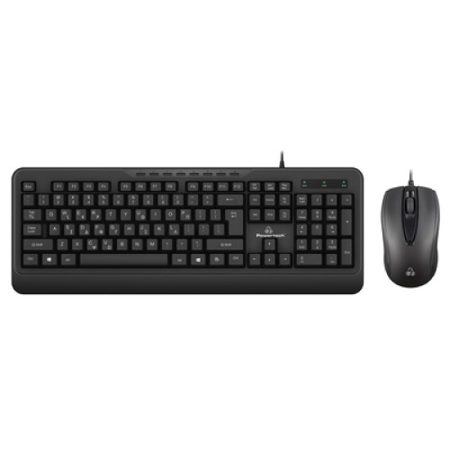 Powertech POWERTECH set ποντίκι & πληκτρολόγιο PT-1067, ενσύρματο, 1000DPI, μαύρο