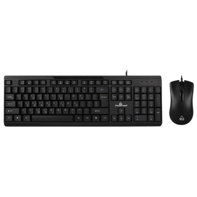 Powertech POWERTECH set ποντίκι & πληκτρολόγιο PT-1068, ενσύρματο, 1000DPI, μαύρο