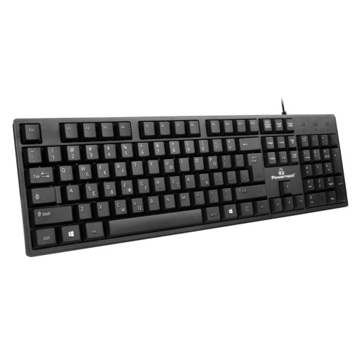 Powertech POWERTECH πληκτρολόγιο PT-1074, ενσύρματο, EN/GR, μαύρο