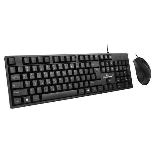 Powertech POWERTECH set ποντίκι & πληκτρολόγιο PT-1075, ενσύρματο, 1000DPI, μαύρο