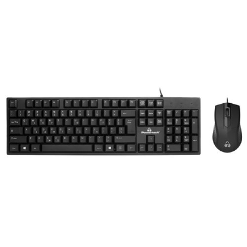 Powertech POWERTECH set ποντίκι & πληκτρολόγιο PT-1075, ενσύρματο, 1000DPI, μαύρο