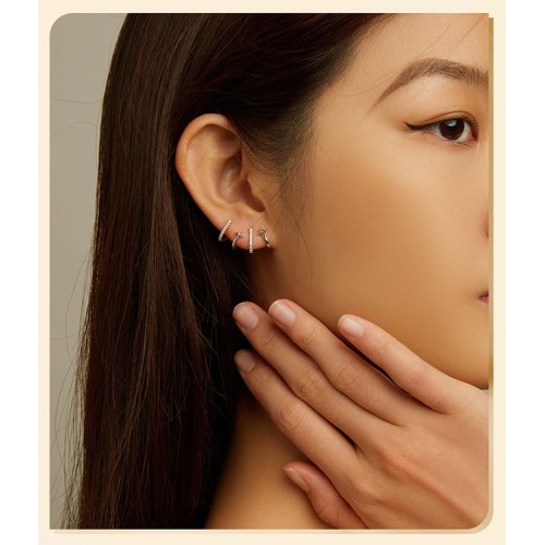 BAMOER BAMOER σκουλαρίκια καρφωτά YIE223 με κυβική ζιρκόνια, ασήμι 925, ασημί