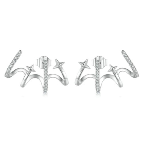 BAMOER BAMOER σκουλαρίκια καρφωτά YIE223 με κυβική ζιρκόνια, ασήμι 925, ασημί