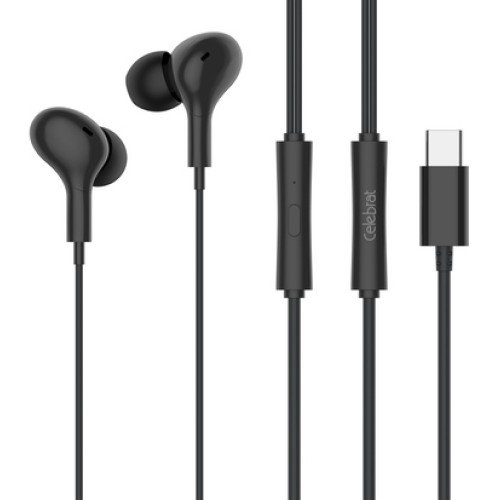 CELEBRAT CELEBRAT earphones με μικρόφωνο D13, USB-C σύνδεση, Φ10mm, 1.2m, μαύρα