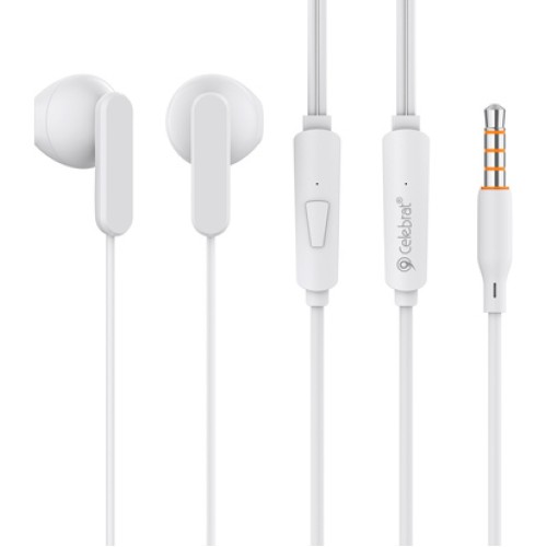 CELEBRAT CELEBRAT earphones με μικρόφωνο G23, 3.5mm σύνδεση, Φ14mm, 1.2m, λευκά