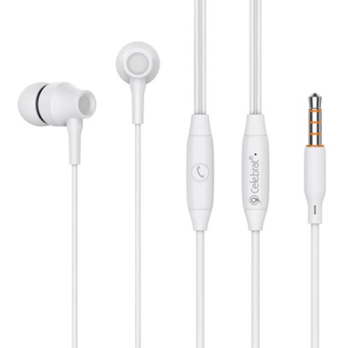 CELEBRAT CELEBRAT earphones με μικρόφωνο G25, 3.5mm σύνδεση, Φ10mm, 1.2m, λευκά