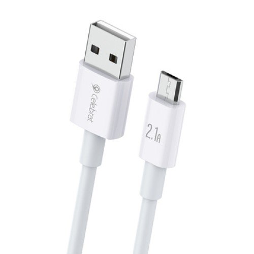 CELEBRAT CELEBRAT καλώδιο Micro USB σε USB CB-24M, 2.1A, 1.2m, λευκό