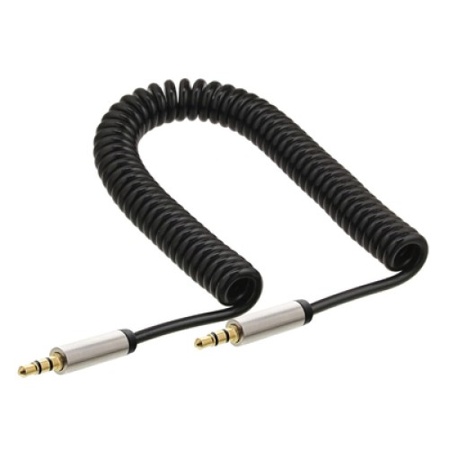 Powertech POWERTECH καλώδιο ήχου 3.5mm CAB-J058, spiral, gold plated, 1.8m, μαύρο