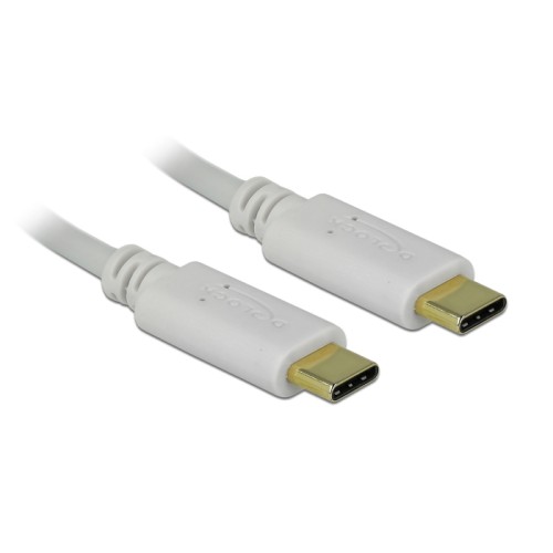 DELOCK DELOCK καλώδιο USB-C 85357, 100W PD, 5A, 15cm, E-Marker, λευκό