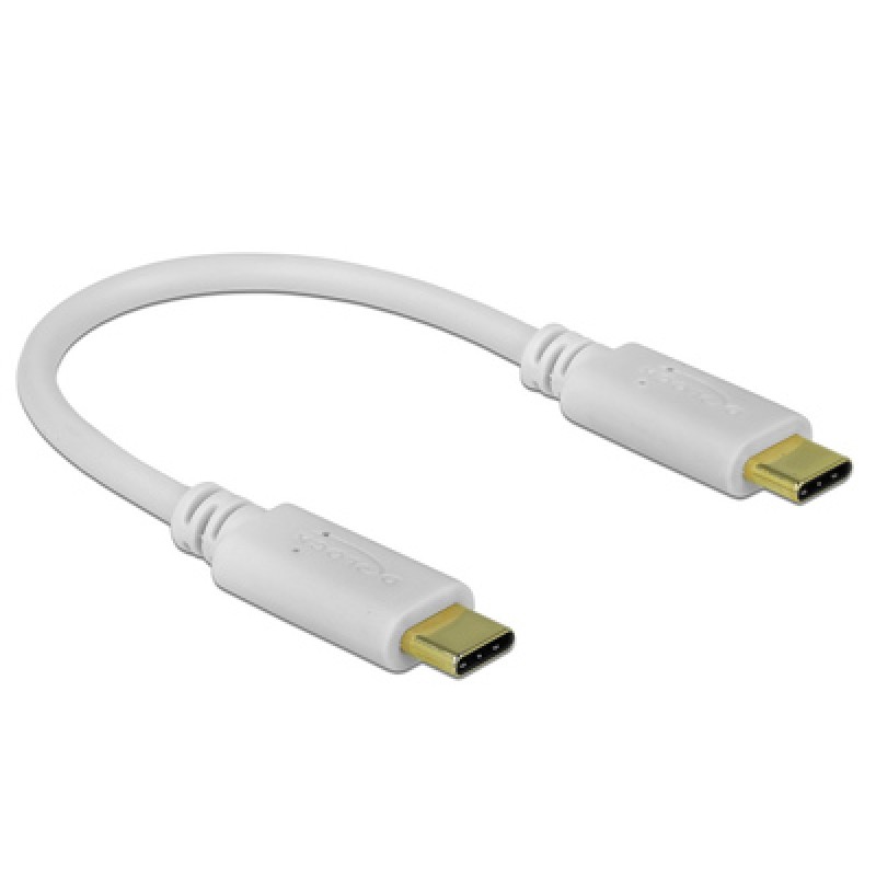 DELOCK DELOCK καλώδιο USB-C 85357, 100W PD, 5A, 15cm, E-Marker, λευκό