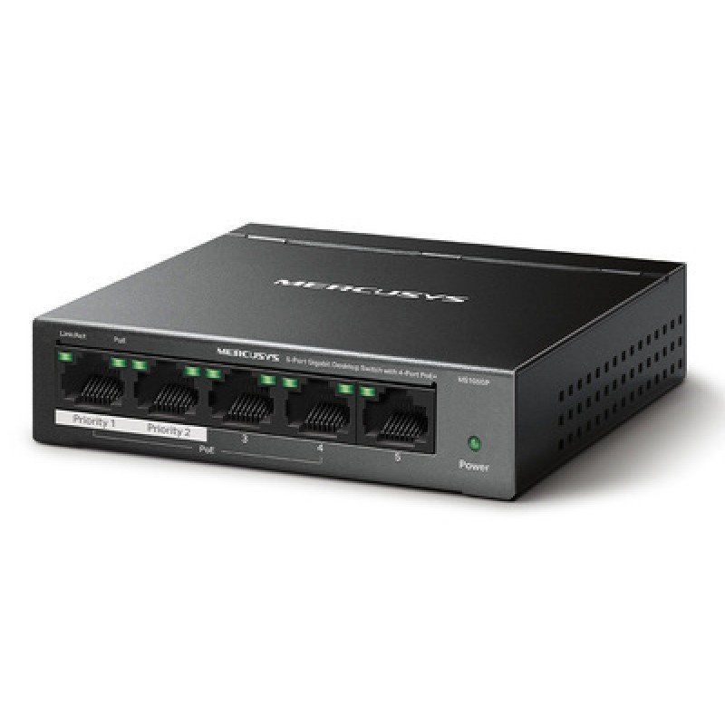 MERCUSYS MERCUSYS Desktop Switch MS105GP, 5x 10/100/1000 Mbps, PoE+, Ver. 1.0