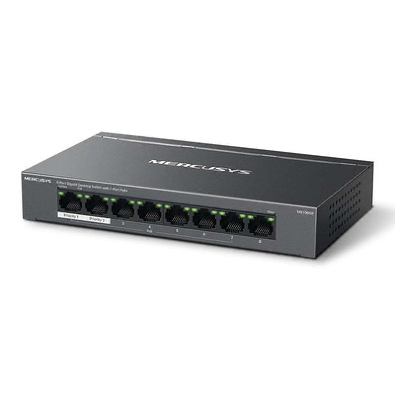 MERCUSYS MERCUSYS Desktop Switch MS108GP, 8x 10/100/1000 Mbps, PoE+, Ver. 1.0