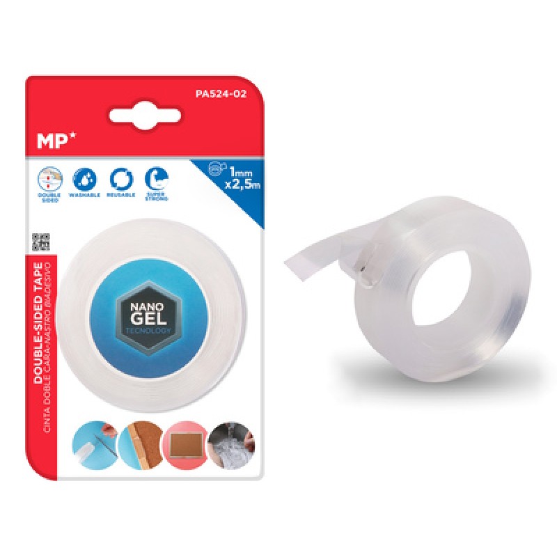 MP MP κολλητική ταινία διπλής όψεως PA524-02, nano gel, 19mm x 2.5m, διάφανη