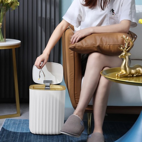 UNBRANDED Κάδος απορριμμάτων HUH-0147, αυτόματο άνοιγμα, 12lt, λευκός