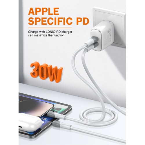 LDNIO LDNIO καλώδιο Lightning σε USB-C LC602I, 30W PD, 2m, γκρι