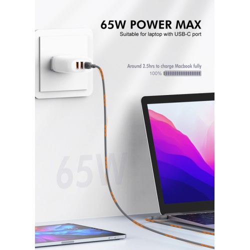 LDNIO LDNIO καλώδιο USB-C σε USB-C LC811C, 65W PD, 1m, γκρι
