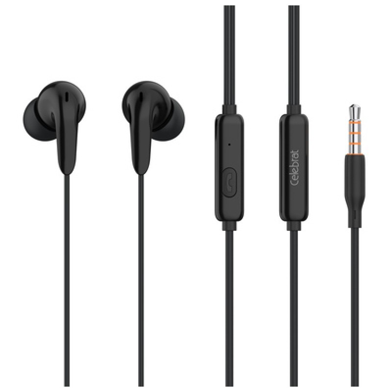 CELEBRAT CELEBRAT earphones με μικρόφωνο G26, 3.5mm σύνδεση, Φ10mm, 1.2m, μαύρα