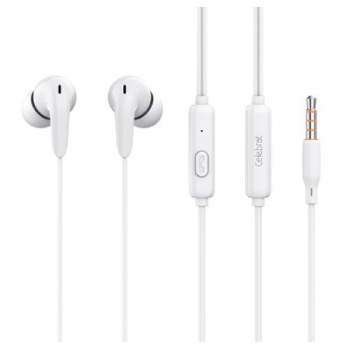 CELEBRAT CELEBRAT earphones με μικρόφωνο G26, 3.5mm σύνδεση, Φ10mm, 1.2m, λευκά