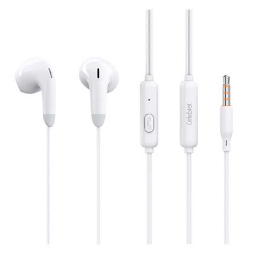 CELEBRAT CELEBRAT earphones με μικρόφωνο G27, 3.5mm σύνδεση, Φ14mm, 1.2m, λευκά