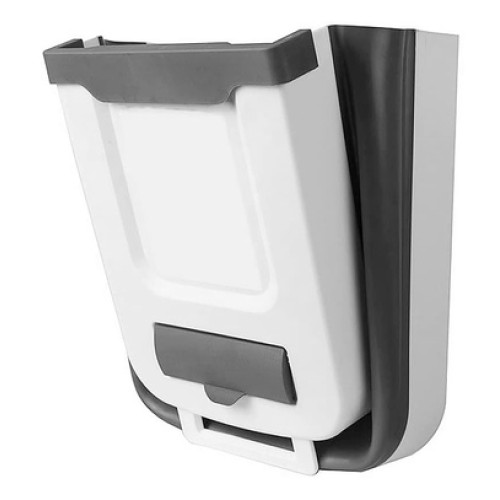 UNBRANDED Πτυσσόμενος κάδος απορριμμάτων CLN-0054 με θήκη για σακούλες, 10L, γκρι