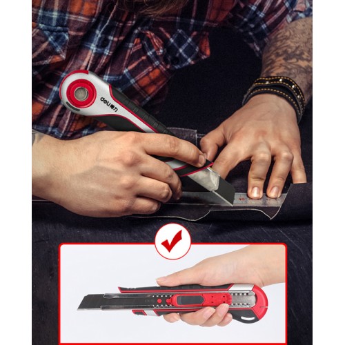 DELI DELI πλαστικό κοπίδι DL118 με άμεσο άνοιγμα & αυτόματο κλείδωμα, 18mm